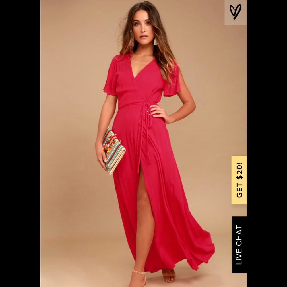 SOLD! Lulus Much Obliged Red Wrap Maxi Dress